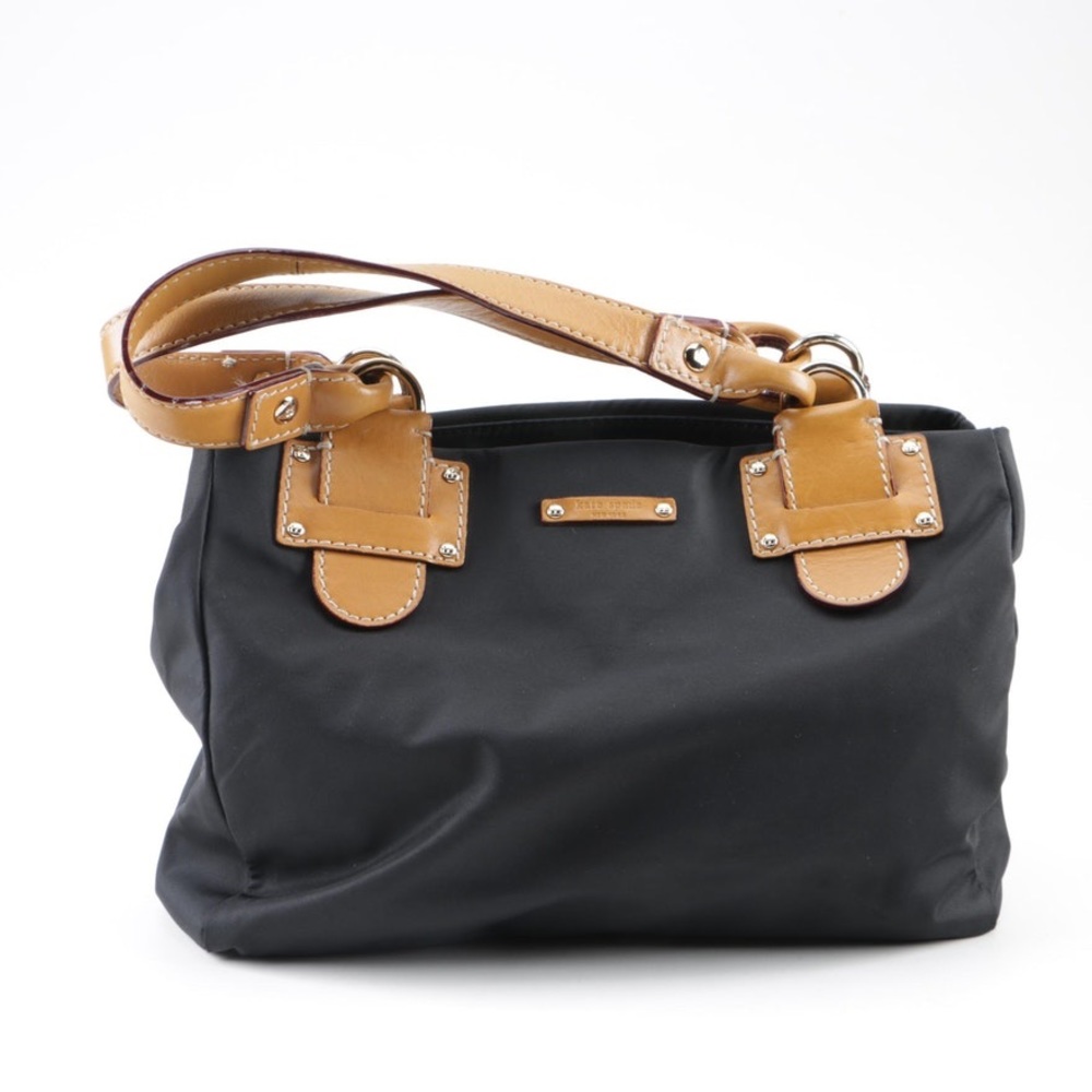 kate spade ♠️ New York Black Nylon/Tan Leather Bag